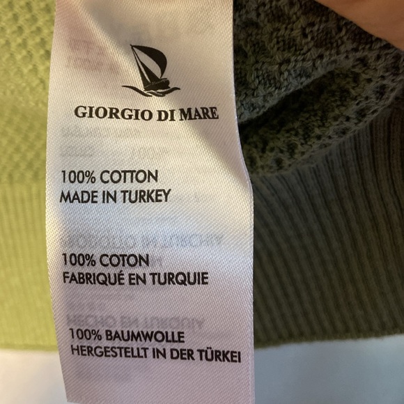 GIORGIO DI MARE BIRDSEYE KNIT FULL ZIP SWEATER // SAGE GREEN. Size S - Picture 9 of 10